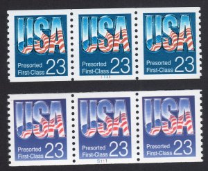 Scott #2607-2608 USA Pre-Cancel (2) Plate # (PNC3) Coil of 3 Stamps - MNH