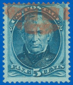US SCOTT #179, Red GRID FANCY CANCEL! EX-SKINNER, (S-Eno TR-G37), Tiny Fault
