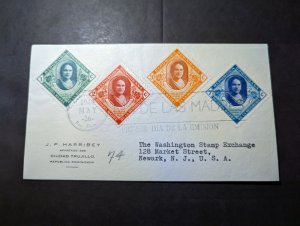 1940 Dominican Republic First Day Cover FDC Trujillo to Newark NJ USA