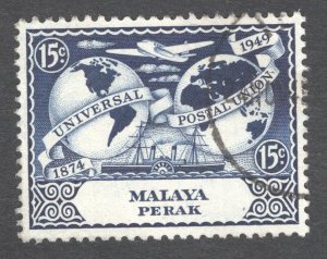 Malaya - Perak, Scott #102  VF, Used, 15 cent indigo, ....  4990072