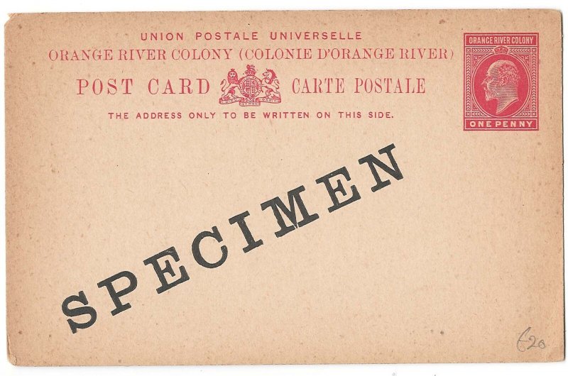 Orange Free State 1902 1d Postal Card H&G36 'Specimen' ovpt g-fine unused, sma 