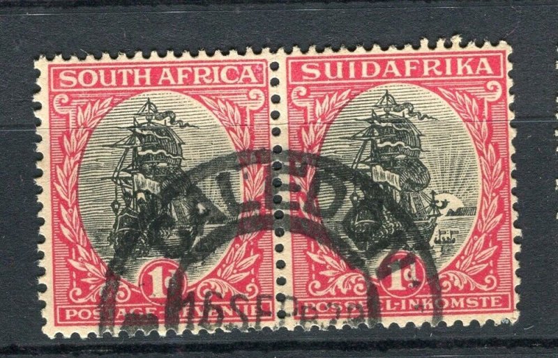 SOUTH AFRICA; 1920s-30s Dromedarius issue 1d. fine used POSTMARK Pair