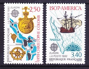 France 2287-88 MNH 1992 Discovery of America EUROPA Set Very Fine