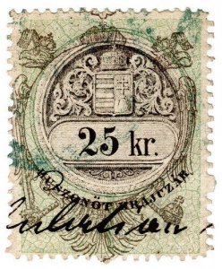 (I.B) Hungary Revenue : Duty Stamp 25kr