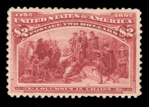 MOMEN: US STAMPS # 242 $2 COLUMBIAN MINT OG H $1,100 LOT # 22151