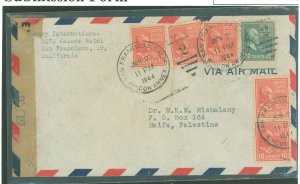 US 815/825 1944 10c Tyler (x5)+ 20c Garfield (x1) both from the presidential/prexy series paid the 70c per half ounce airmail ra