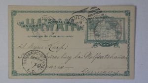 1894 Wailuku Hawaii UX9 Postal Card Via Honolulu San Francisco FD Germany PC