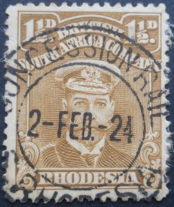 Rhodesia Admiral One and a Halfpence with a CONCESSION RAIL (DC) postmark 