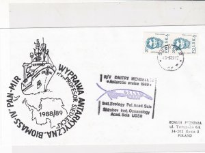 Poland 1989 Arctic Antarctic Polar Expedition Ship Island Stamps Cover Rf23180