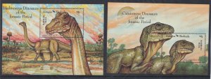 1992 BARBUDA - SG: MS 1397 A & B - DINOSAURS - UNMOUNTED MINT 