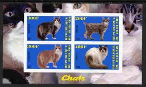 Burundi 2011 Domestic Cats #3 - blue background imperf sh...