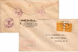 United States York Buffalo Registered 1939 violet double ring  2c Monroe Four...