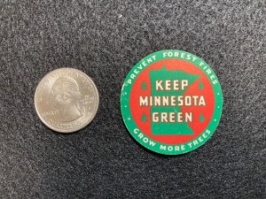 Two Vintage Keep Minnesota Green Poster Stamps - Prevent Forest Fires