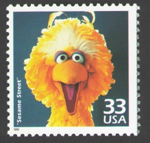 1999 Celebrate the 1970s Sesame Street Single 33c Stamp, Sc# 3189c, MNH, OG