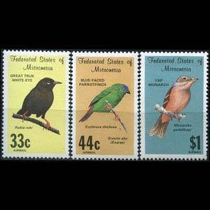 MICRONESIA 1988 - Scott# C34-6 Birds Set of 3 NH