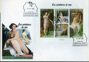 CENTRAL AFRICA 2022 NUDE PAINTINGS SHEET FIRST DAY COVER 