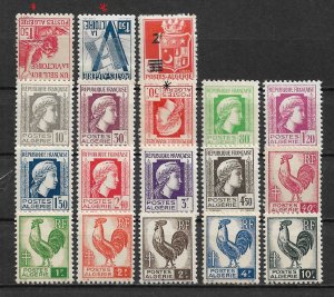 French Algeria 1943-44, Scott # 164-166, 172-186, VF MNH**,3 MLH^ Up side down