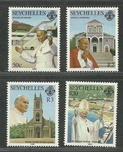 Seychelles 1986 VF MNH Stamps Sc.# 606-609 Visit of Pope John Paul II CV 13.00 $