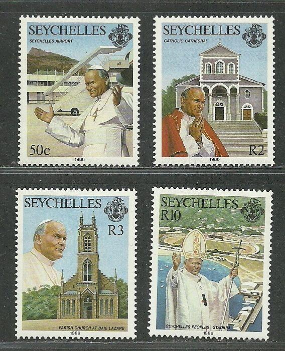 Seychelles 1986 VF MNH Stamps Sc.# 606-609 Visit of Pope John Paul II CV 13.00 $