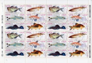 Brazil 1988 Sc# 2157 Fishes/Fresh-water Mini-Sheetlet of 4 sets UNFOLDED MNH