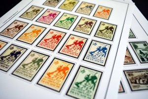 COLOR PRINTED FRENCH WEST AFRICA 1943-1959 STAMP ALBUM PAGES (15 illustr. pages)