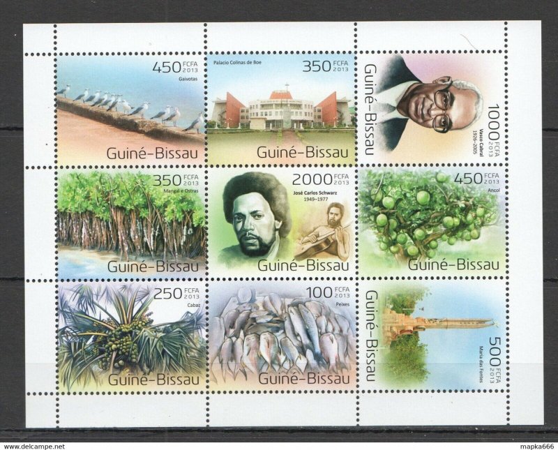 2013 Guinea-Bissau Nature Birds Famous People 1Kb ** Stamps St1292