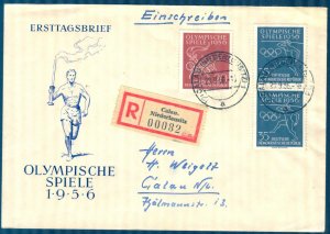 Germany DDR 1956 Olympics Games Melbourne Mi. 539/40 FDC