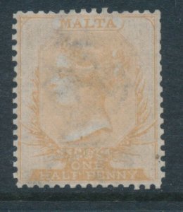 Malta 1870 SG 7 ½d Half Penny Dull Orange P14  CROWN CC Used