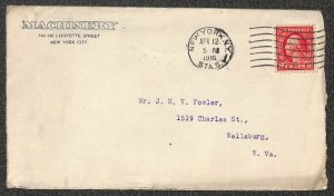 425 STAMP MACHINERY INDUSTRIAL PRESS NEW YORK TO FOWLERS WEST VIRGINIA COVER 16