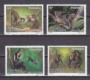 Rwanda, Scott cat. 1306-1309. Primates-Monkeys issue. ^
