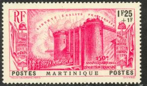 MARTINIQUE 1939 1.25fr+1fr FRENCH REVOLUTION Semi Postal Sc B6 MH