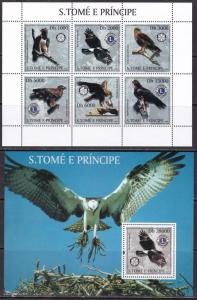 Sao Tome and Principe, Fauna, Birds of Prey, Lions, Rotary MNH / 2003
