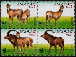 Angola #784a MNH Block - WWF - Wild Animals (b)