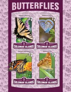 Solomon Islands 2016 MNH Butterflies Stamps Butterfly 1v S/S