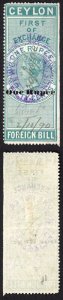 Ceylon Foreign Bill BF34 1R on 1R50 1st Exchange