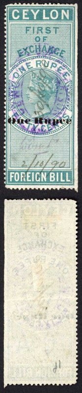 Ceylon Foreign Bill BF34 1R on 1R50 1st Exchange