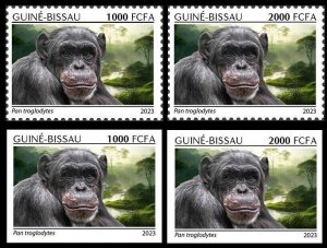 GUINEA BISSAU 2023 SET 2X 2V 1000F & 2000F &IMPERF - CHIMPANZEE MONKEYS MONKEY MNH-