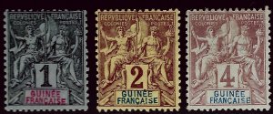 French Guinea Attractive SC#1-3 Unused F-VF.SCV$7.50...Grab a Bargain!