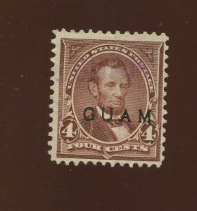 GUAM 4 Overprint Used Stamp with Violet Straight Line Cancel (Bx 2887)