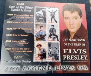 GAMBIA - 2004 - Elvis, 70th Birth Anniv - Perf  4v Sheet - Mint Never Hinged