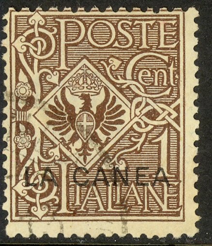 ITALY OFFICES IN CRETE 1906 1c ARMS Sc 3 VFU