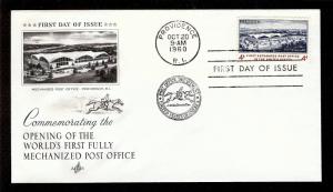 FIRST DAY COVER #1164 First Automated U.S. Post Office 4c ARTCRAFT U/A FDC 1960