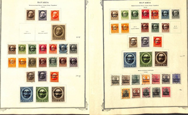 Bavaria - Germany Stamp Collection on 14 Scott Specialty Pages, 1849-1920 (BC)