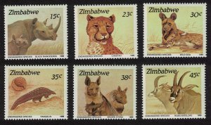 Zimbabwe Rhinoceros Pangolin Cheetah Hyena 6v SG#762-767