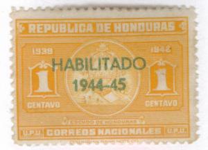 Honduras  Scott 342 MNG 1944 overprint  stamp 