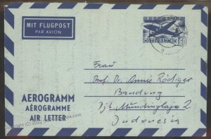 Austria 1958 Michel LF4 Airmail Aerogram Cover Bandong Indonesia G107984