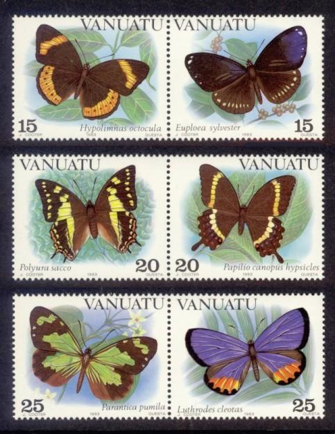 Vanuatu Sc# 346-8 MNH Butterflies