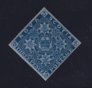 Nova Scotia Sc #2b (1857) 3d pale blue Heraldic Mint VF H w/Certificate