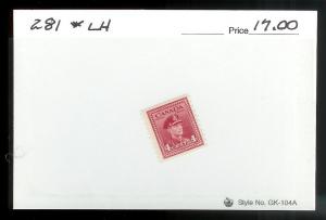 CANADA Sc#281 UNUSED Lightly Hinged