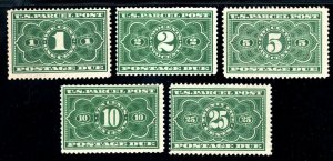 USAstamps Unused FVF US 1913 Parcel Post Due Complete Set Sct JQ1 - JQ5 OG Mint